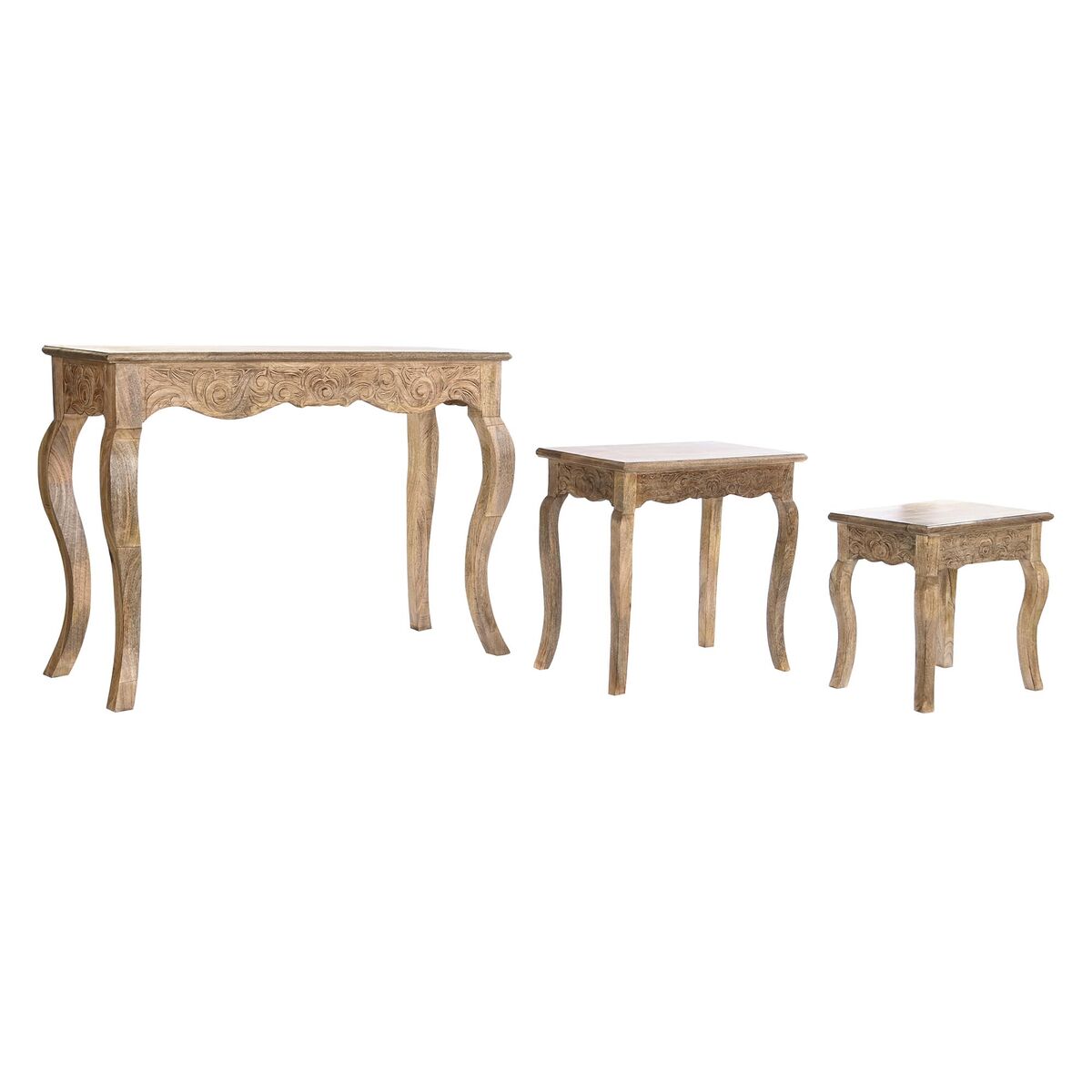 Consola DKD Home Decor Marrón Madera de mango 106 x 36 x 76 cm (3 Piezas)