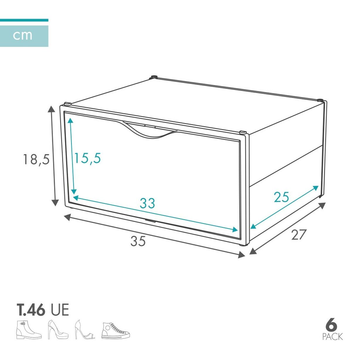 Caja apilable para zapatos Max Home Blanco 6 Unidades Polipropileno ABS 35 x 18,5 x 27 cm