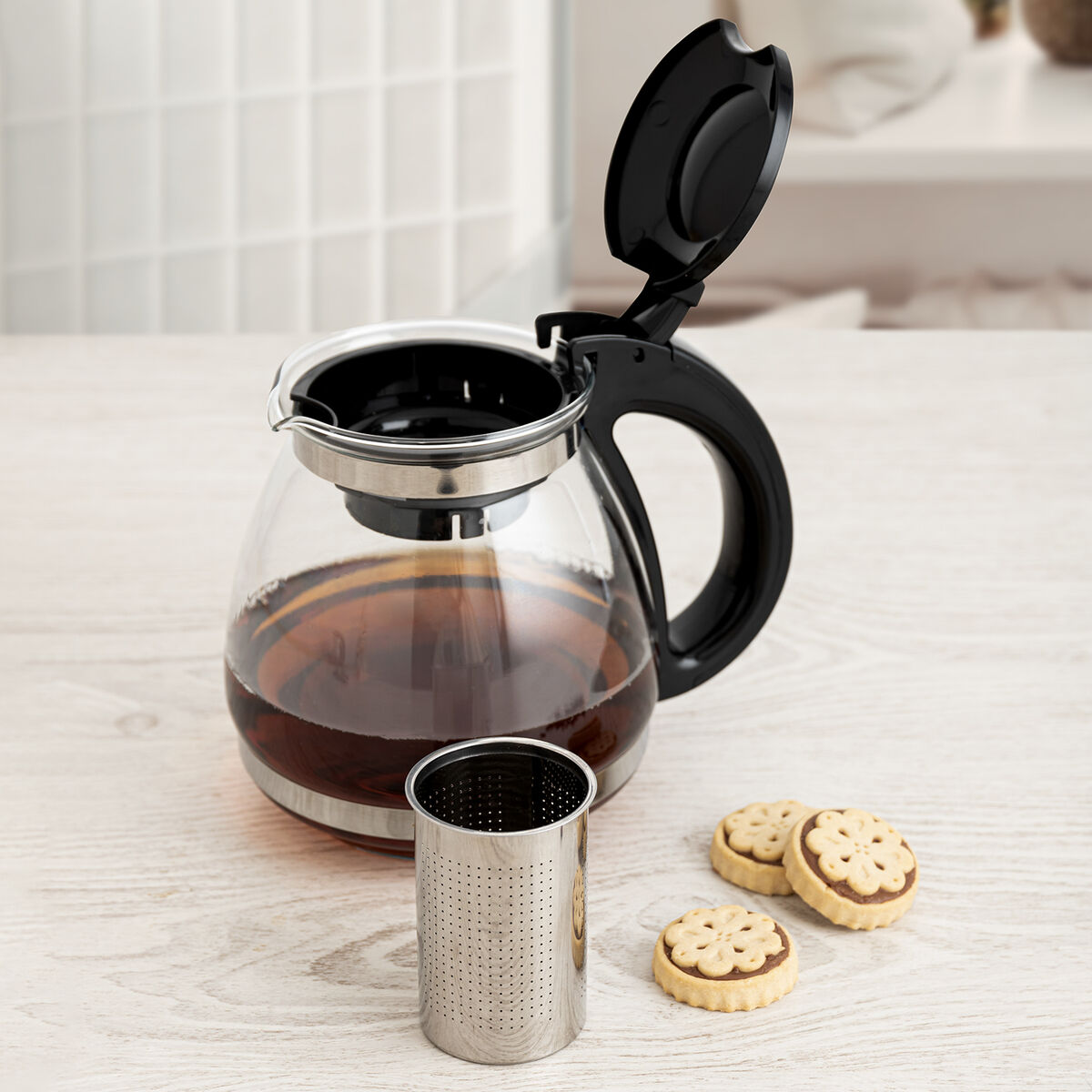 Tetera Quid Serenia Transparente Vidrio Acero Inoxidable 1,5 L