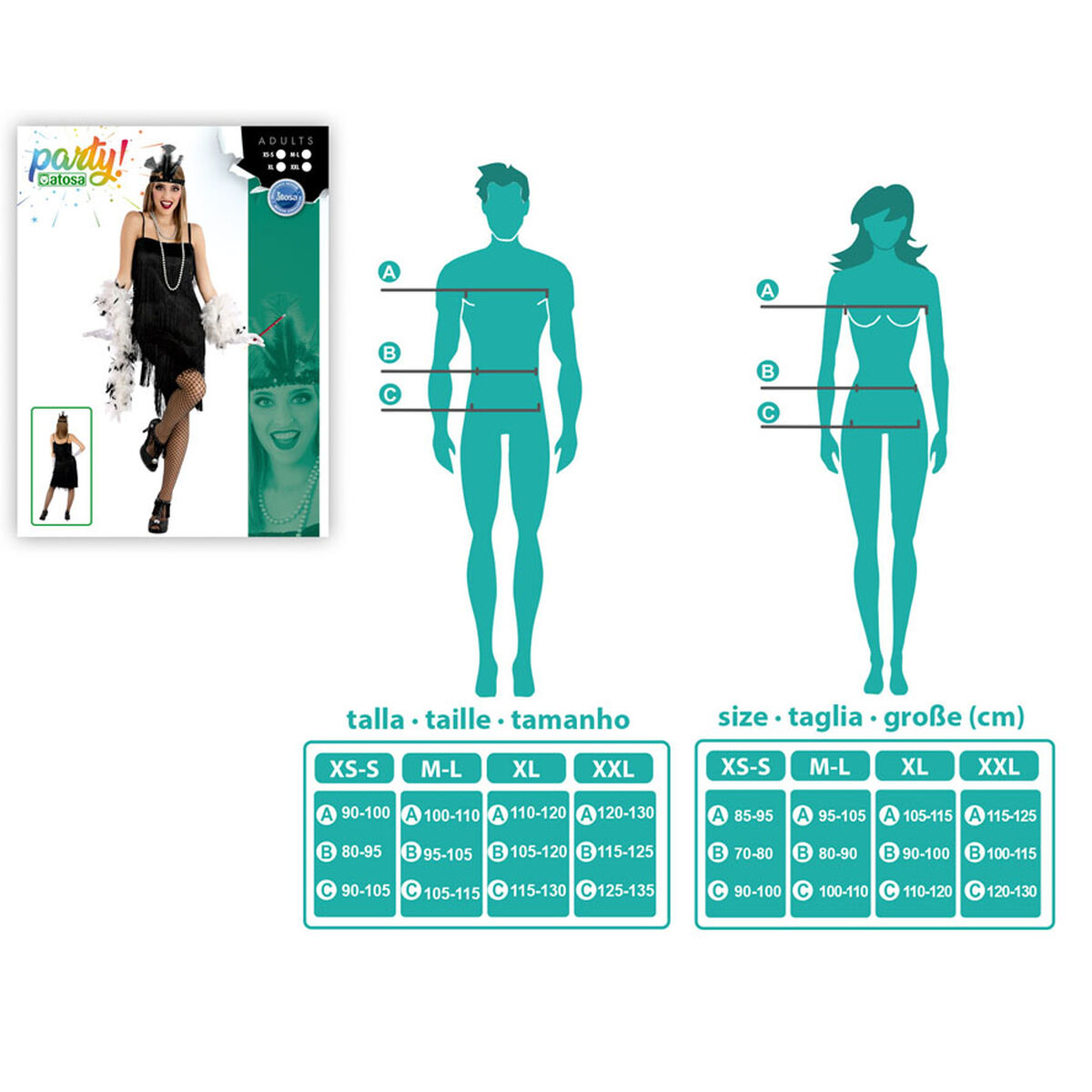 Disfraz para Adultos Negro Charlestón XXL