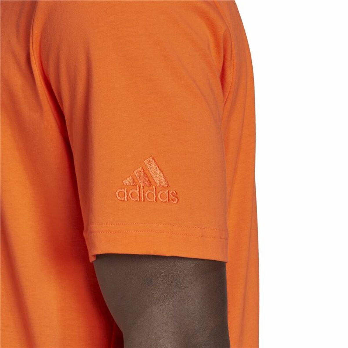 Camiseta de Manga Corta Hombre Adidas  Essentials Embroidered Linear Naranja