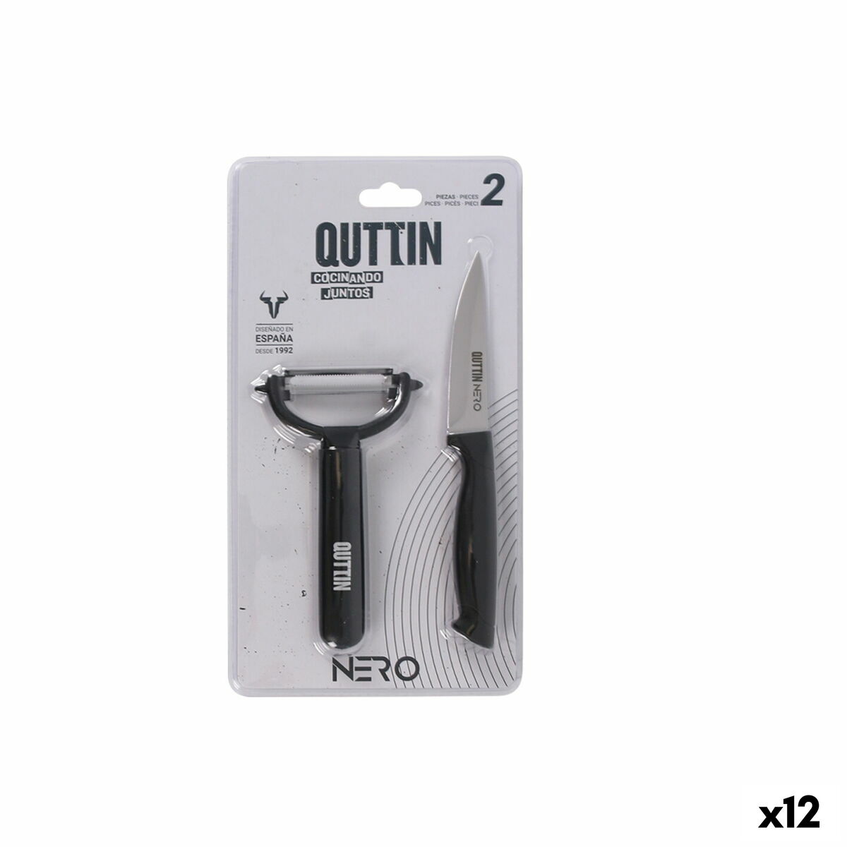 Set de Cuchillos Quttin Nero Negro 2 Piezas (12 Unidades)