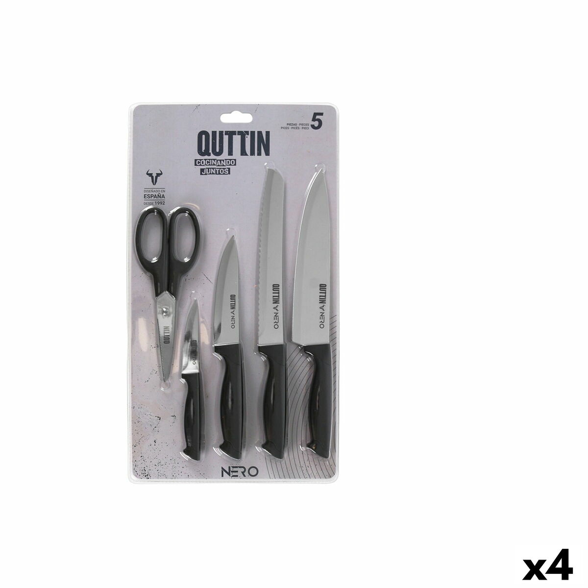 Set de Cuchillos Quttin Nero Negro 5 Piezas (4 Unidades)