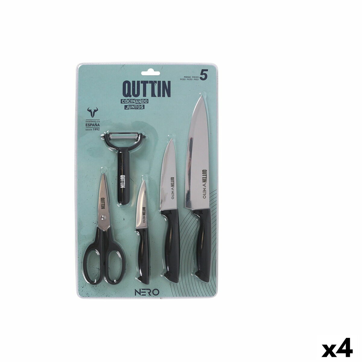 Set de Cuchillos Quttin Nero Negro 5 Piezas (4 Unidades)