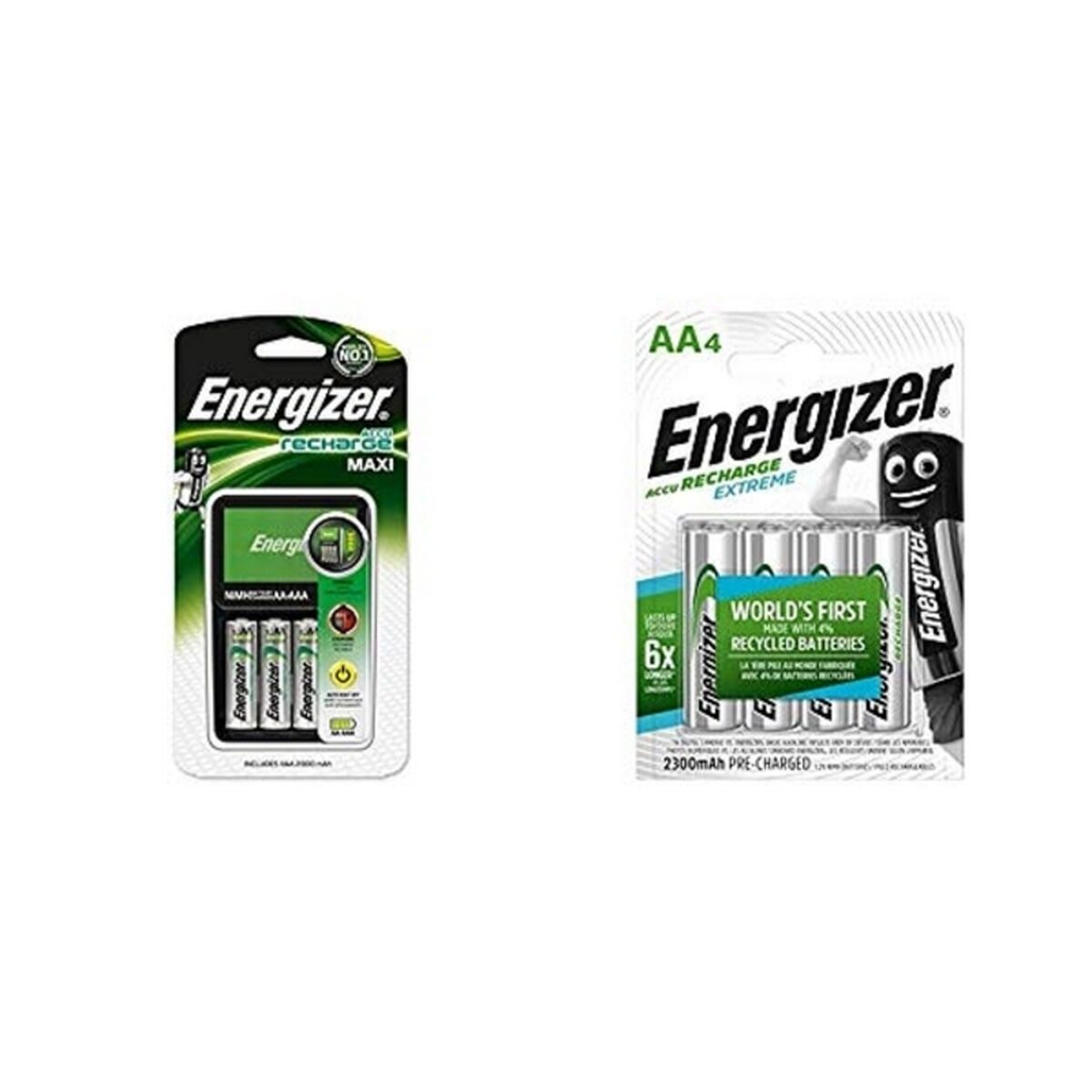 Cargador + Pilas Recargables Energizer Maxi Charger AA AAA HR6 (4 Unidades)
