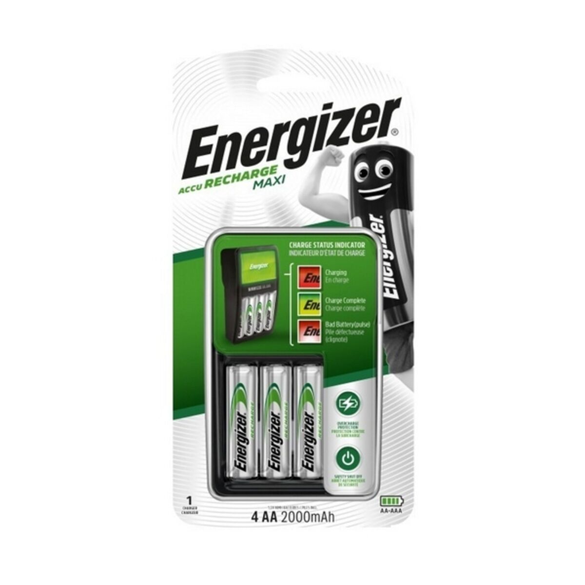 Cargador + Pilas Recargables Energizer Maxi Charger AA AAA HR6 (4 Unidades)