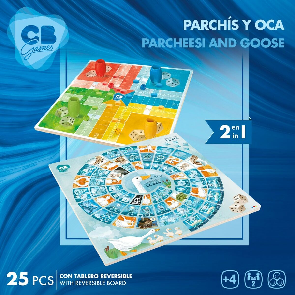 Tablero de Parchís y Oca CB Games 25 x 1 x 25 cm (25 Piezas) (6 Unidades)