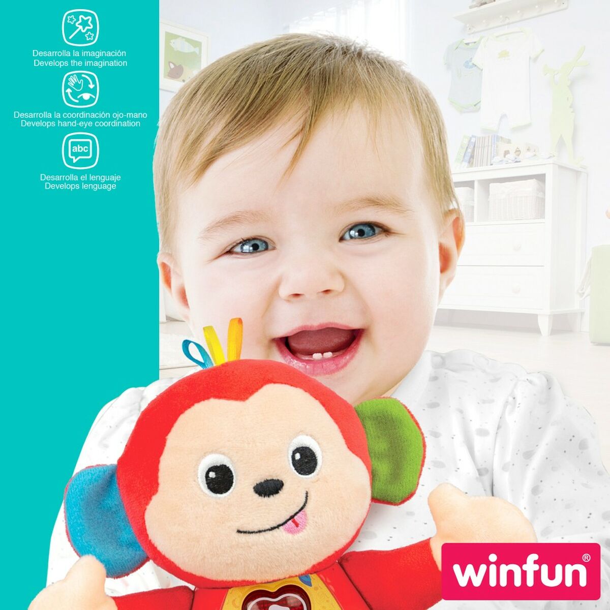 Peluche con Sonido Winfun Mono 18 x 20,5 x 12,5 cm (6 Unidades)