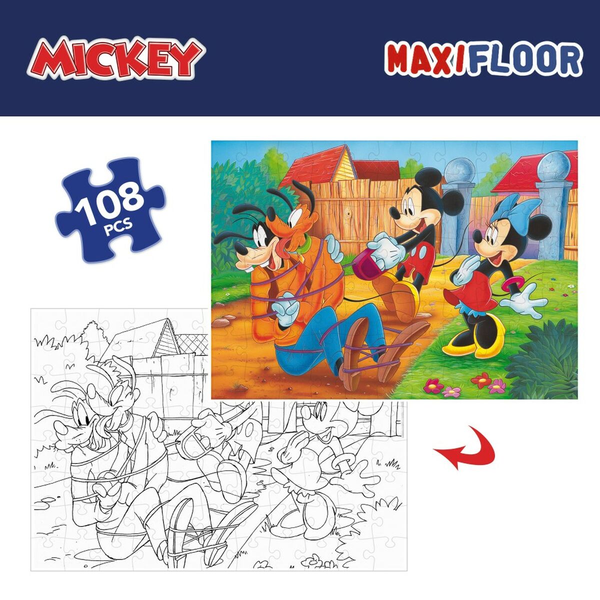 Puzzle Infantil Mickey Mouse Doble cara 108 Piezas 70 x 1,5 x 50 cm (6 Unidades)