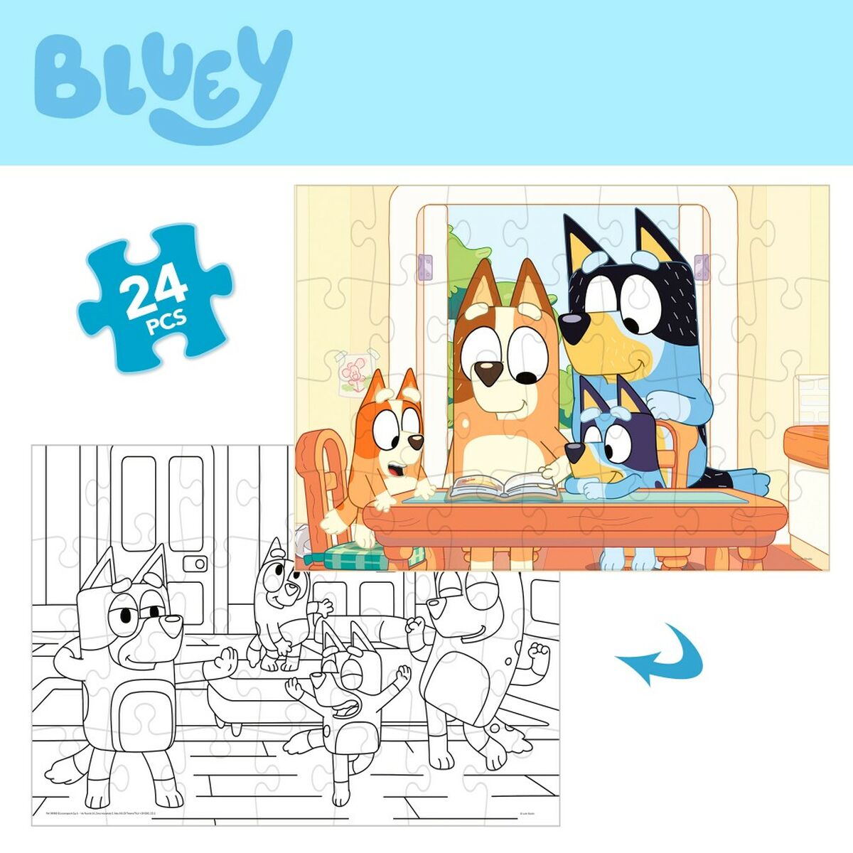 Puzzle Infantil Bluey Doble cara 24 Piezas 50 x 35 cm (12 Unidades)