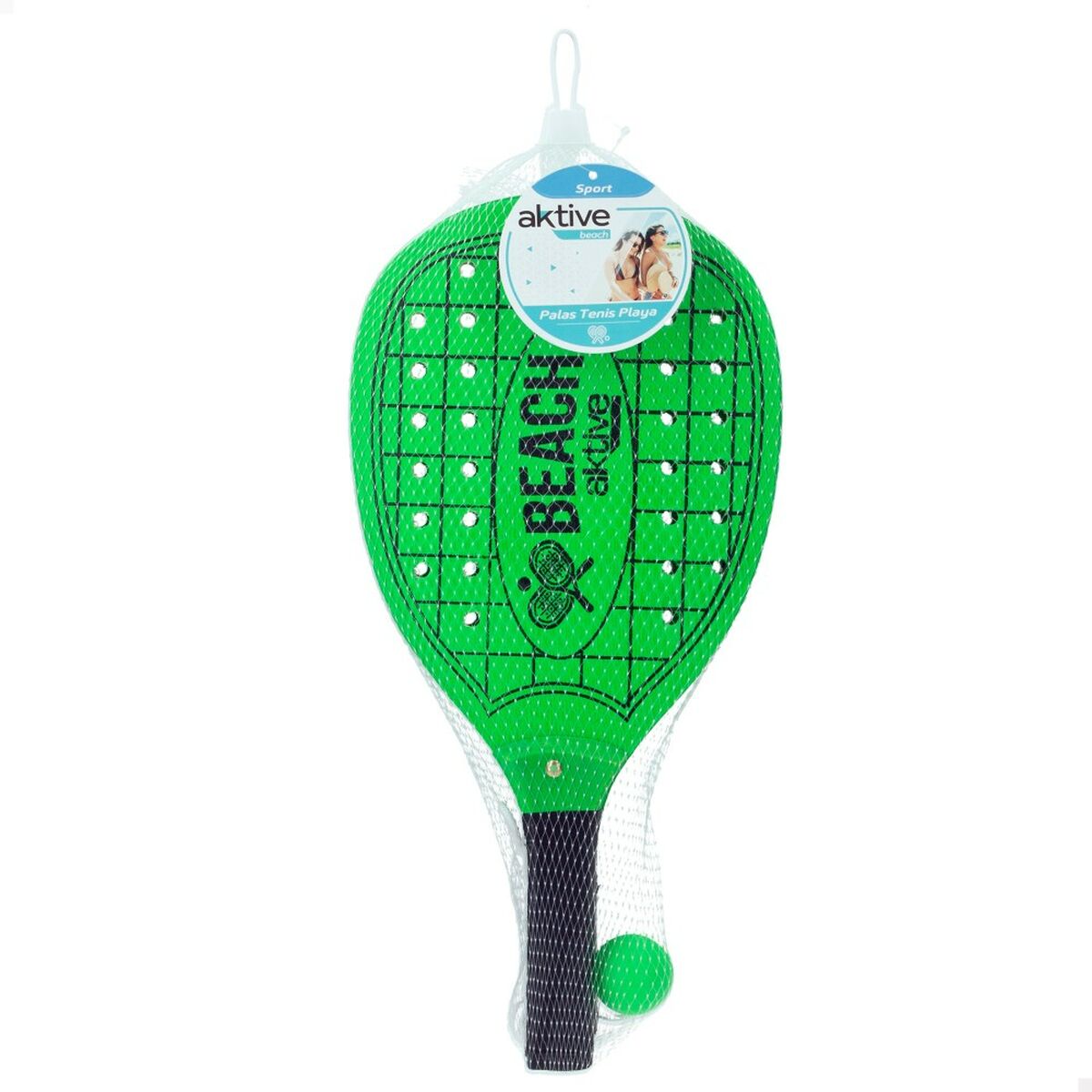 Palas de Playa con Pelota Aktive 20 x 40 cm (12 Unidades)
