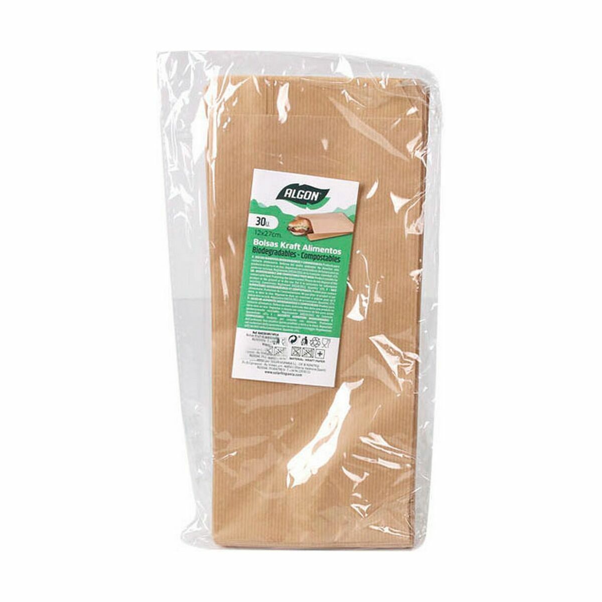 Portabocadillos Algon papel kraft 27 x 12 cm Desechables 30 piezas (24 Unidades)