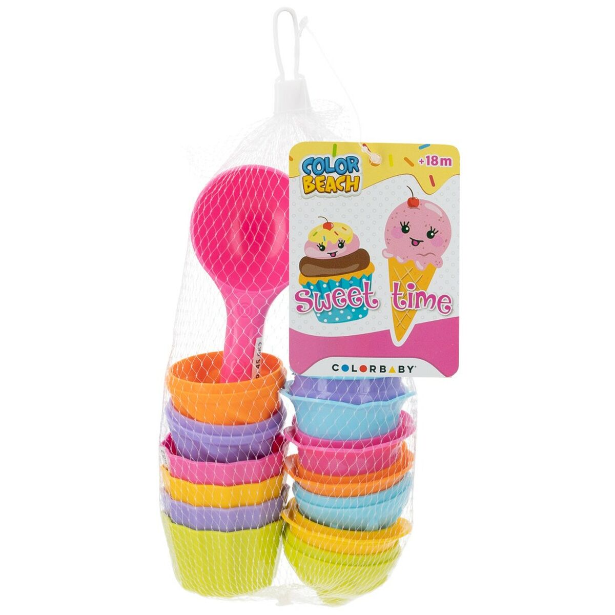 Set de Juguetes de Playa Colorbaby 15 Piezas Moldes Helado Cupcake (24 Unidades)