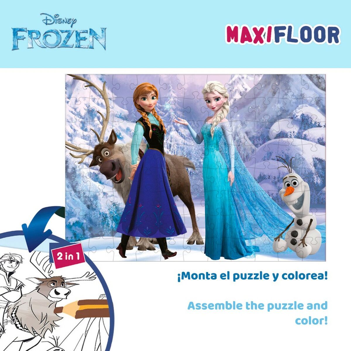 Puzzle Infantil Frozen Doble cara 108 Piezas 70 x 1,5 x 50 cm (6 Unidades)
