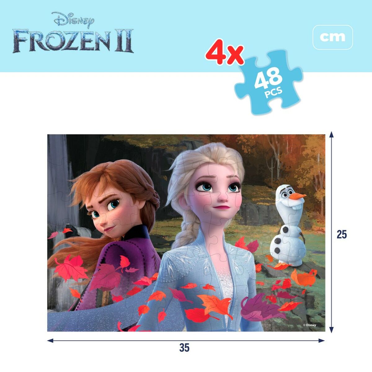 Puzzle Infantil Frozen Doble cara 4 en 1 48 Piezas 35 x 1,5 x 25 cm (6 Unidades)