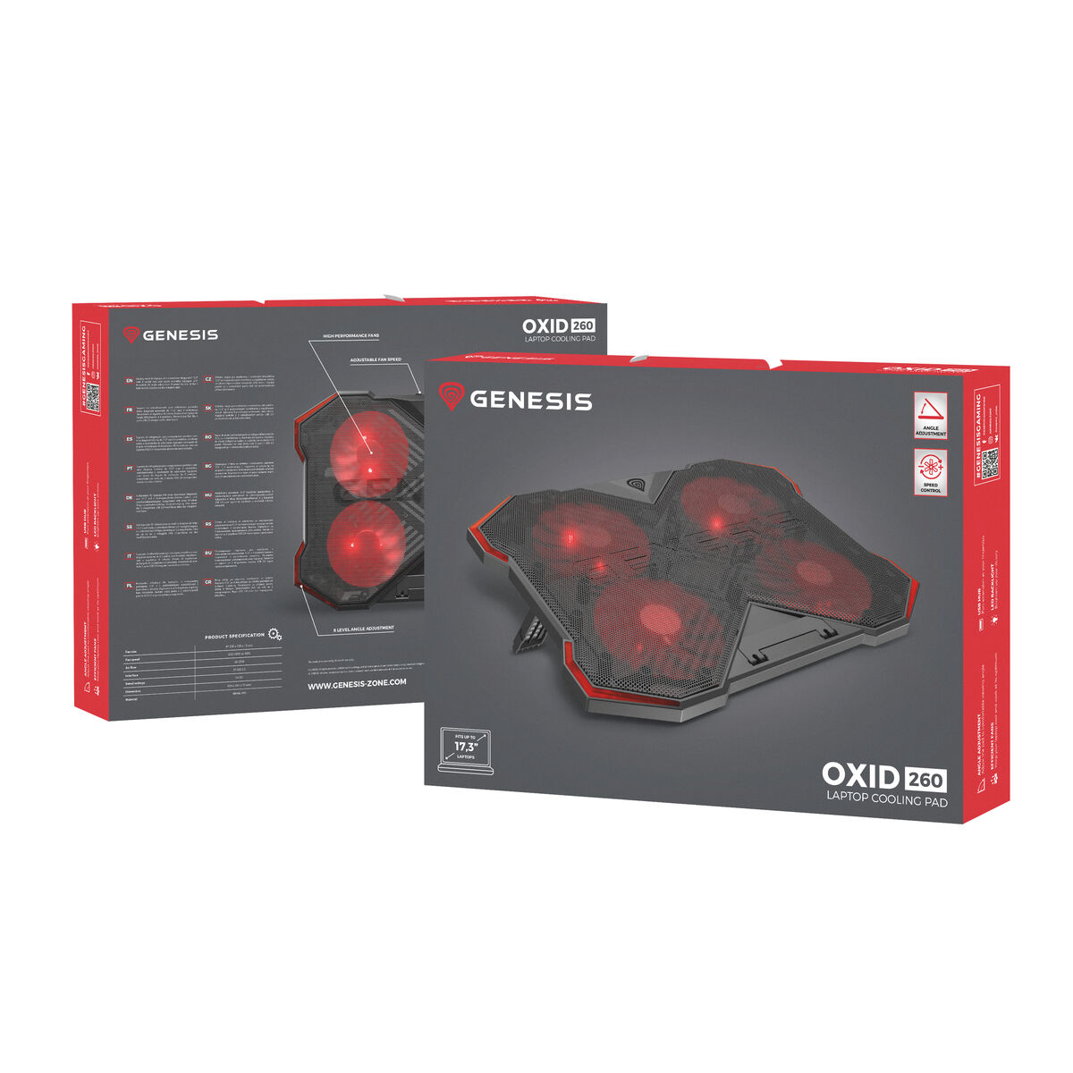 Base de Refrigeración para Portátil Genesis Oxid 260 Negro 17"