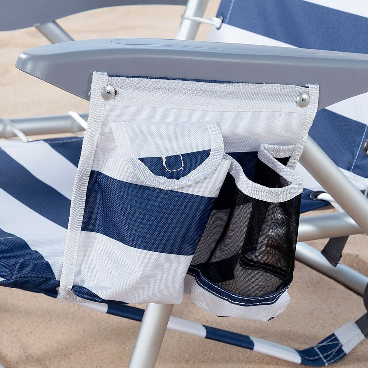 Silla de Playa Aktive Azul Blanco 50 x 76 x 45 cm (2 Unidades)