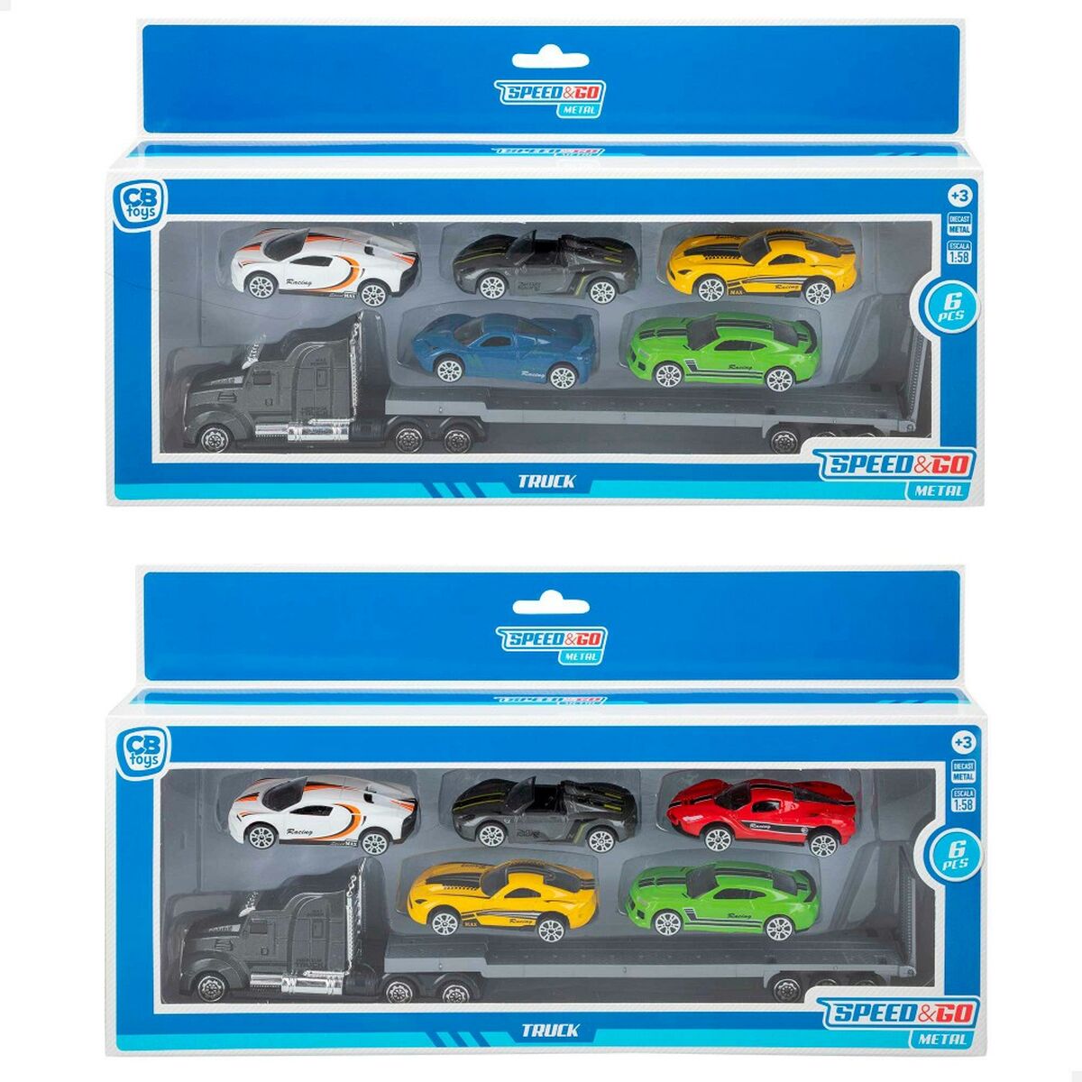 Camión Portavehículos y Coches Speed & Go 28 x 5 x 4,5 cm (12 Unidades)