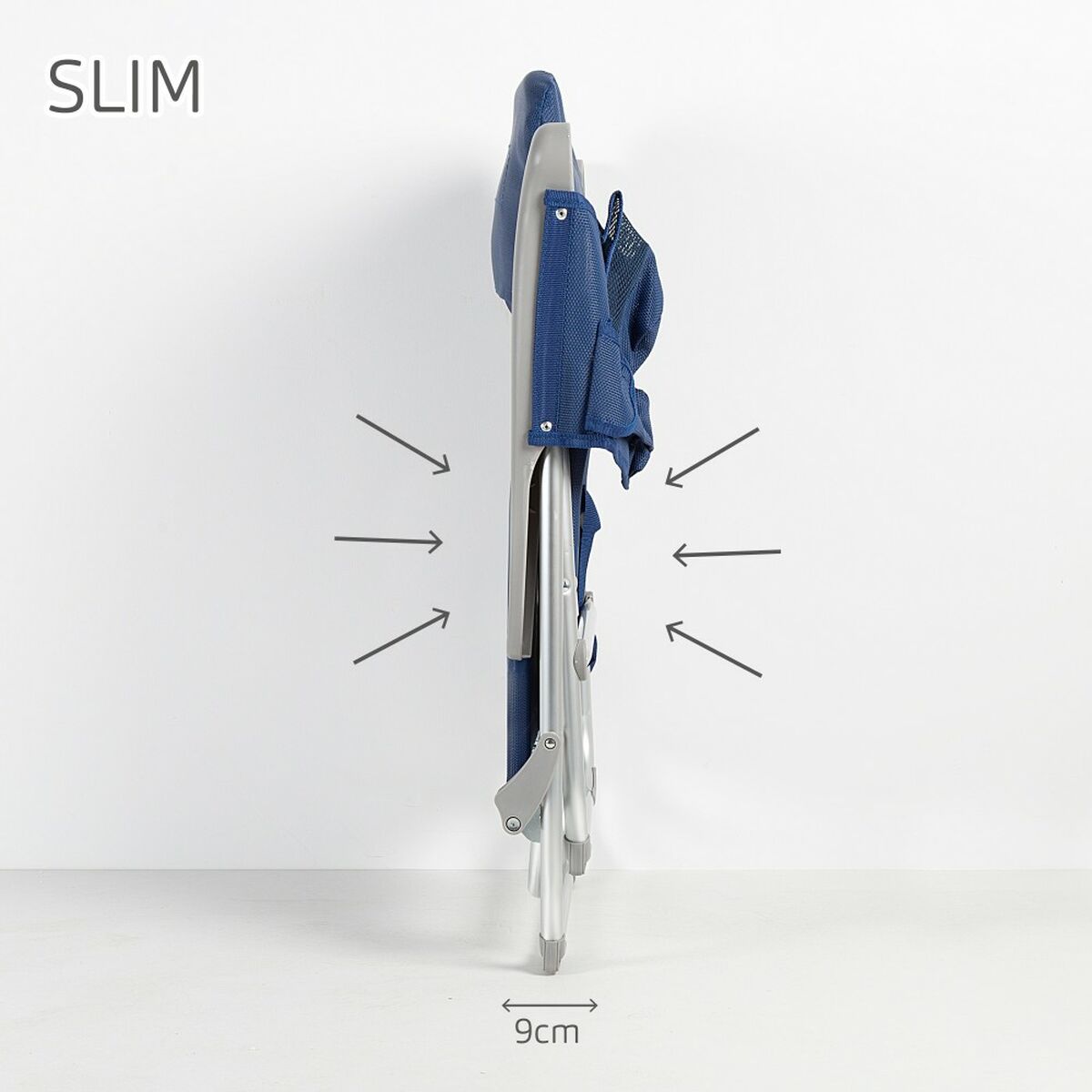 Silla de Playa Aktive Slim Plegable Azul marino 47 x 87 x 58 cm (2 Unidades)