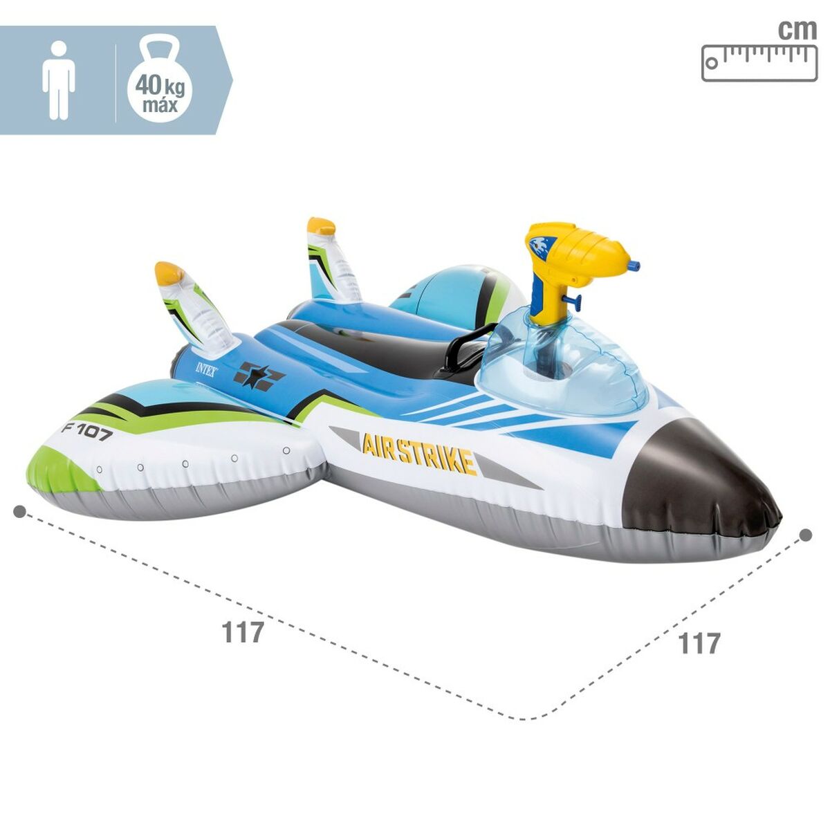 Colchoneta Hinchable Intex Pistola de Agua Avión 117 x 117 cm (6 Unidades)