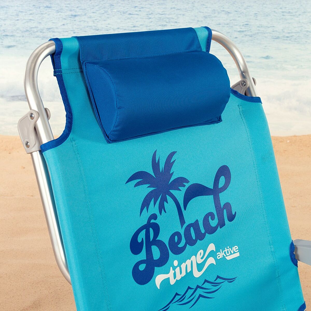 Silla de Playa Aktive Plegable Azul 53 x 80 x 58 cm (2 Unidades)