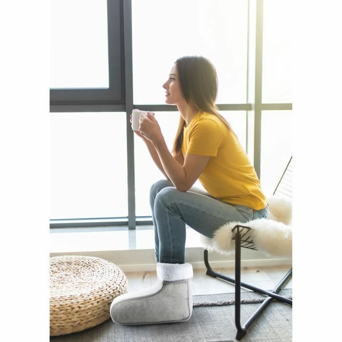 Calientapiés DOMO Gris Poliéster 30 x 30 x 24 cm