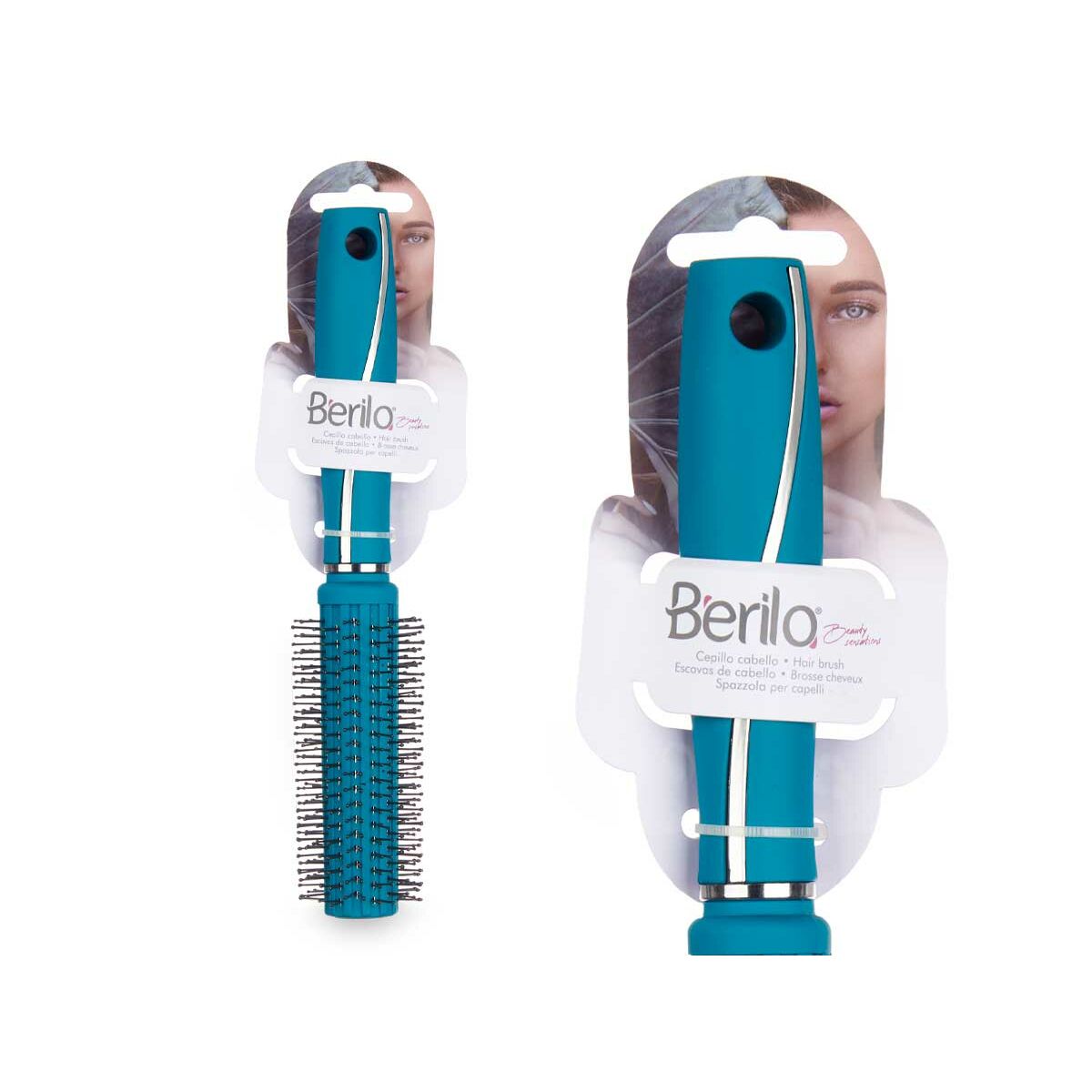 Cepillo Redondo Berilo Verde Silicona Plástico (12 Unidades)