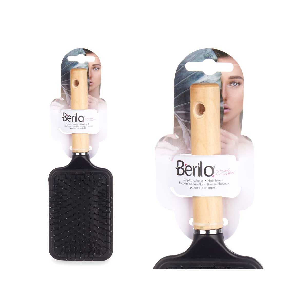 Cepillo Berilo Marrón Negro Madera Silicona Plástico (12 Unidades)