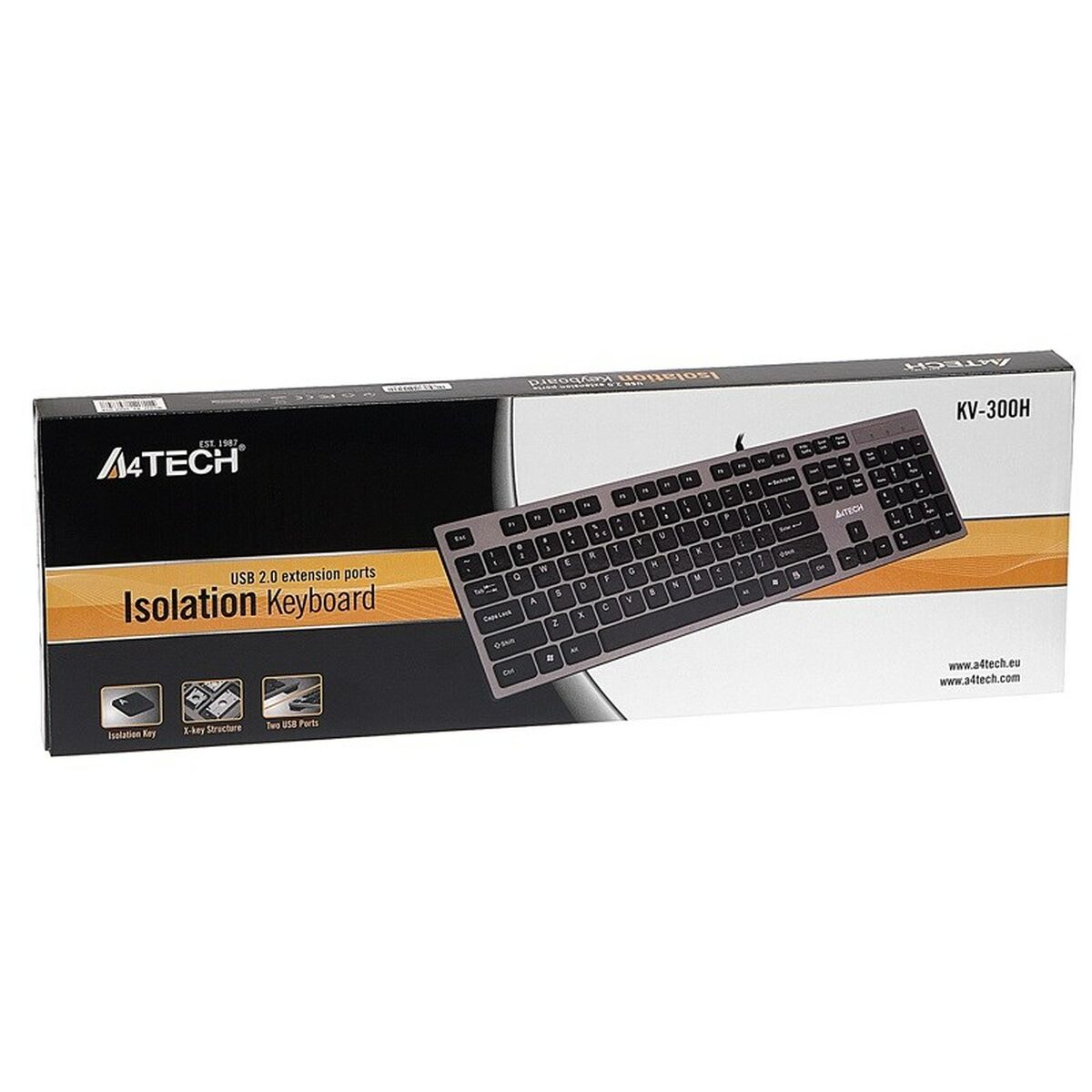 Teclado A4 Tech KV-300H QWERTY Negro Gris Monocromo Negro/Gris