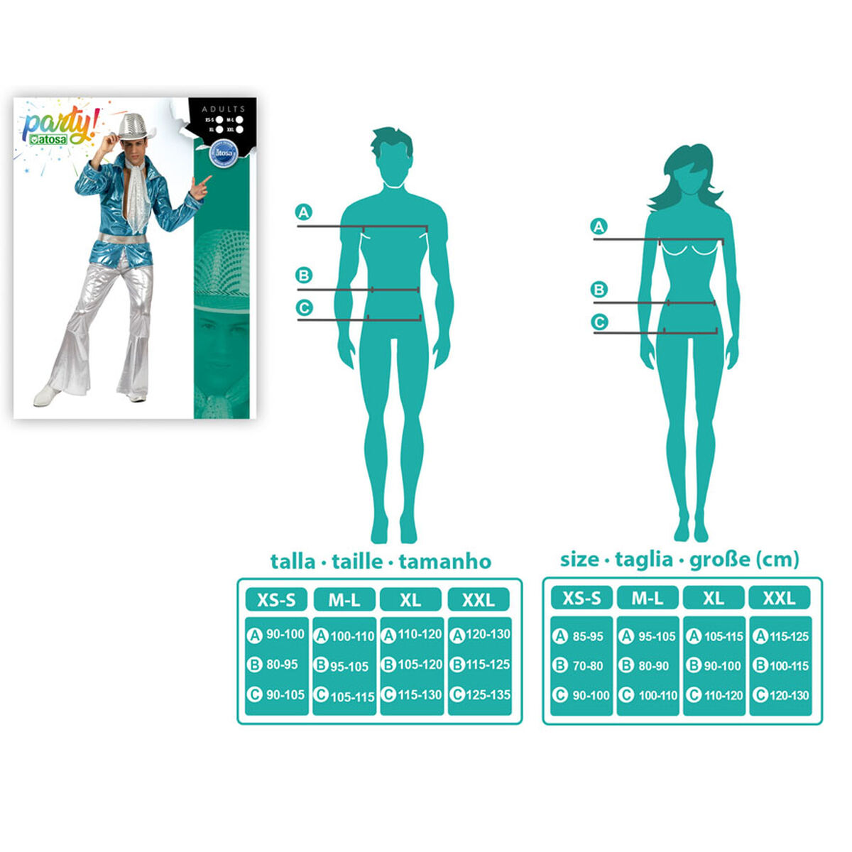 Disfraz para Adultos Azul Música Disco