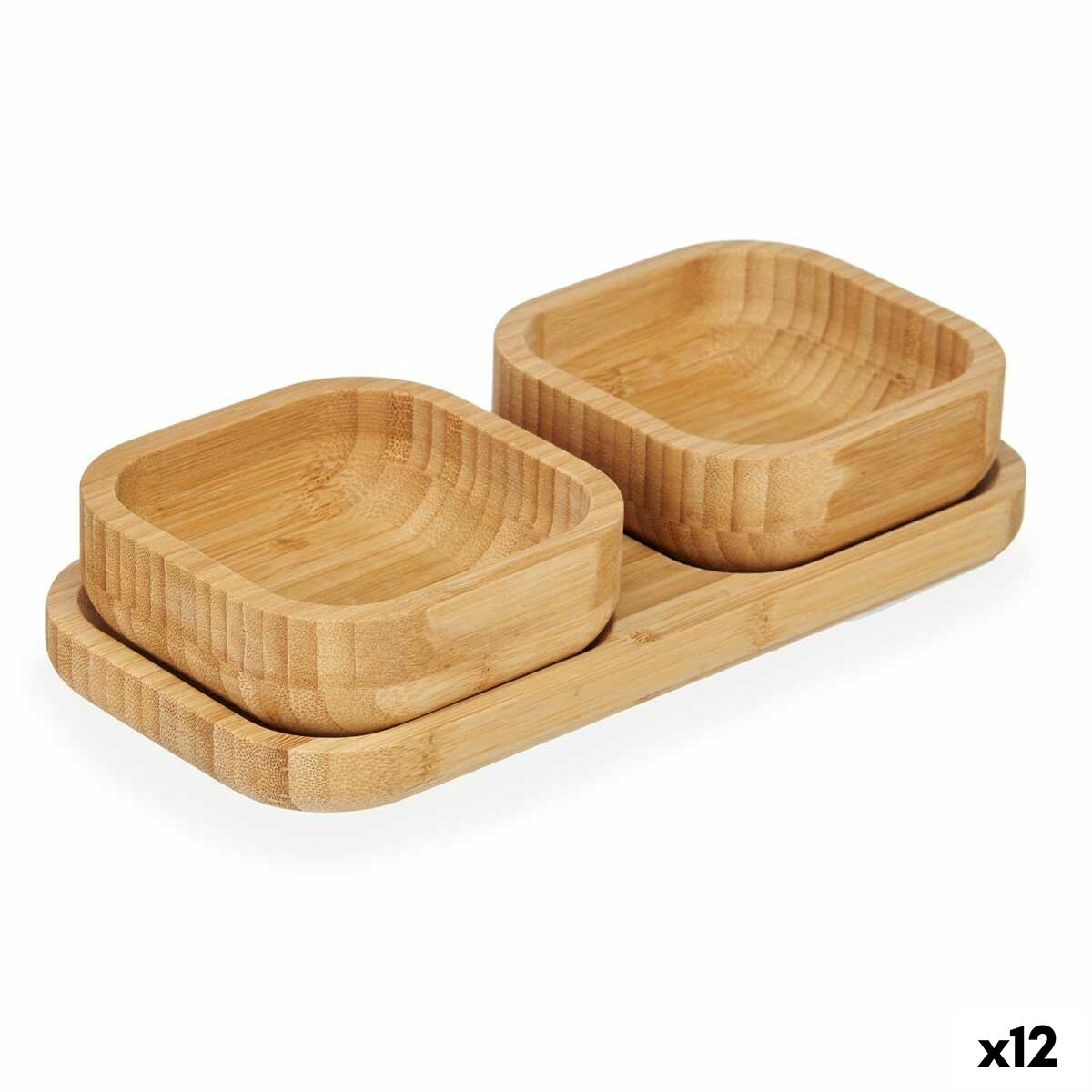 Set de Aperitivo Kinvara Marrón Bambú 23 x 4,5 x 11 cm 23 x 5,3 x 11 cm (12 Unidades)