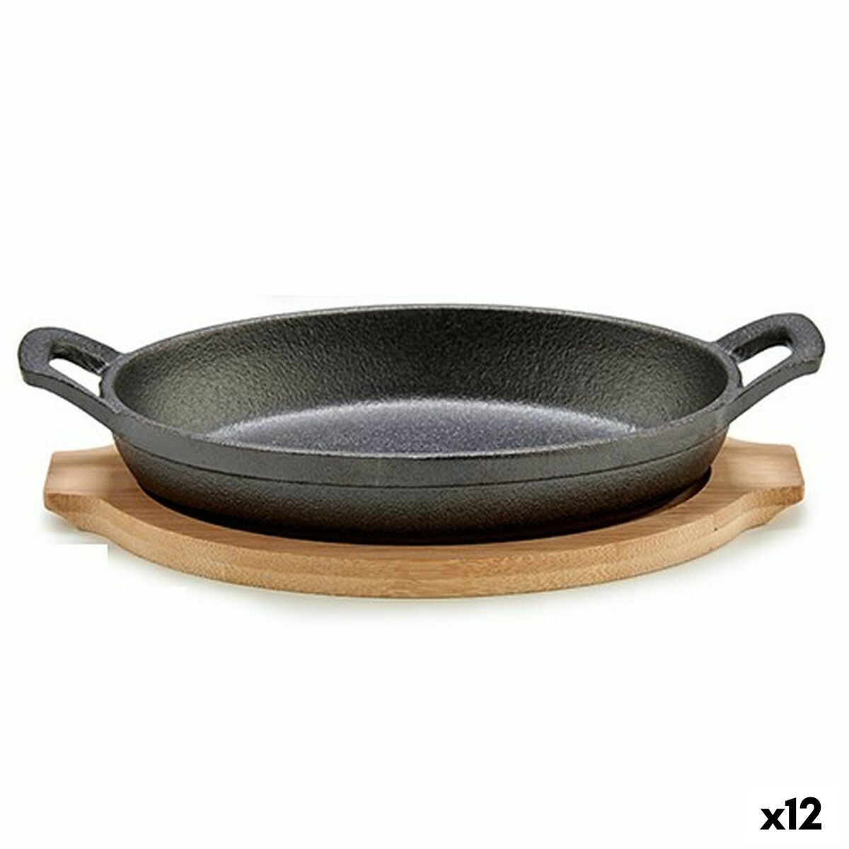 Cazuela para Servir Tapas Kinvara Marrón Gris Madera 22,5 x 4,5 x 12,5 cm 12,5 x 5 x 22,2 cm (12 Unidades)