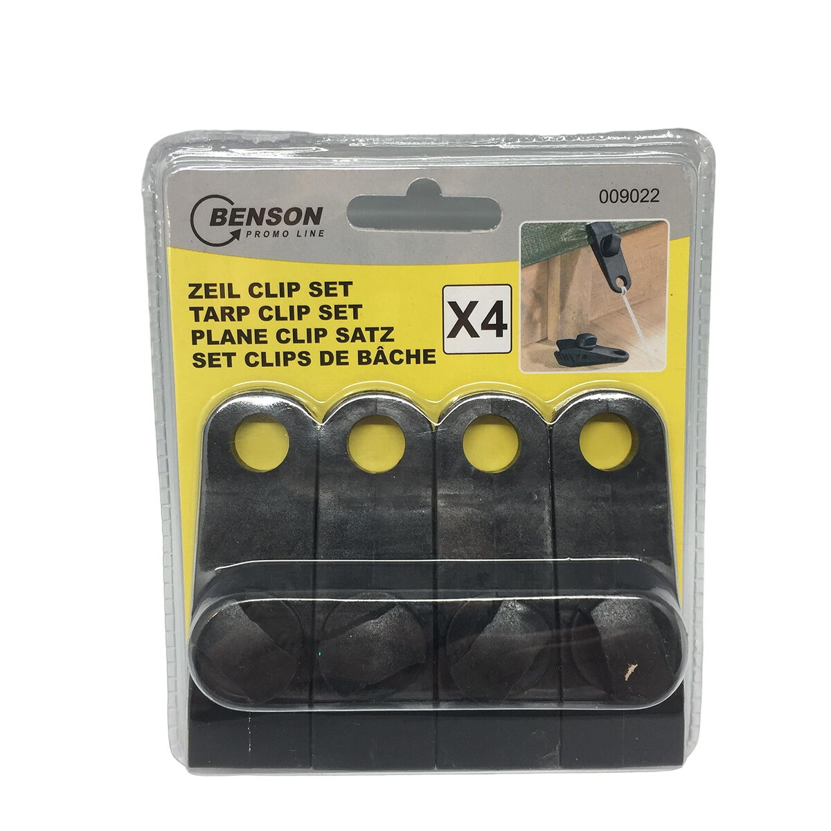 Set de pinzas para sujeción de toldos y lonas Bensontools Clip Negro 4 Unidades Ø 0,27 x 8 x 3 cm