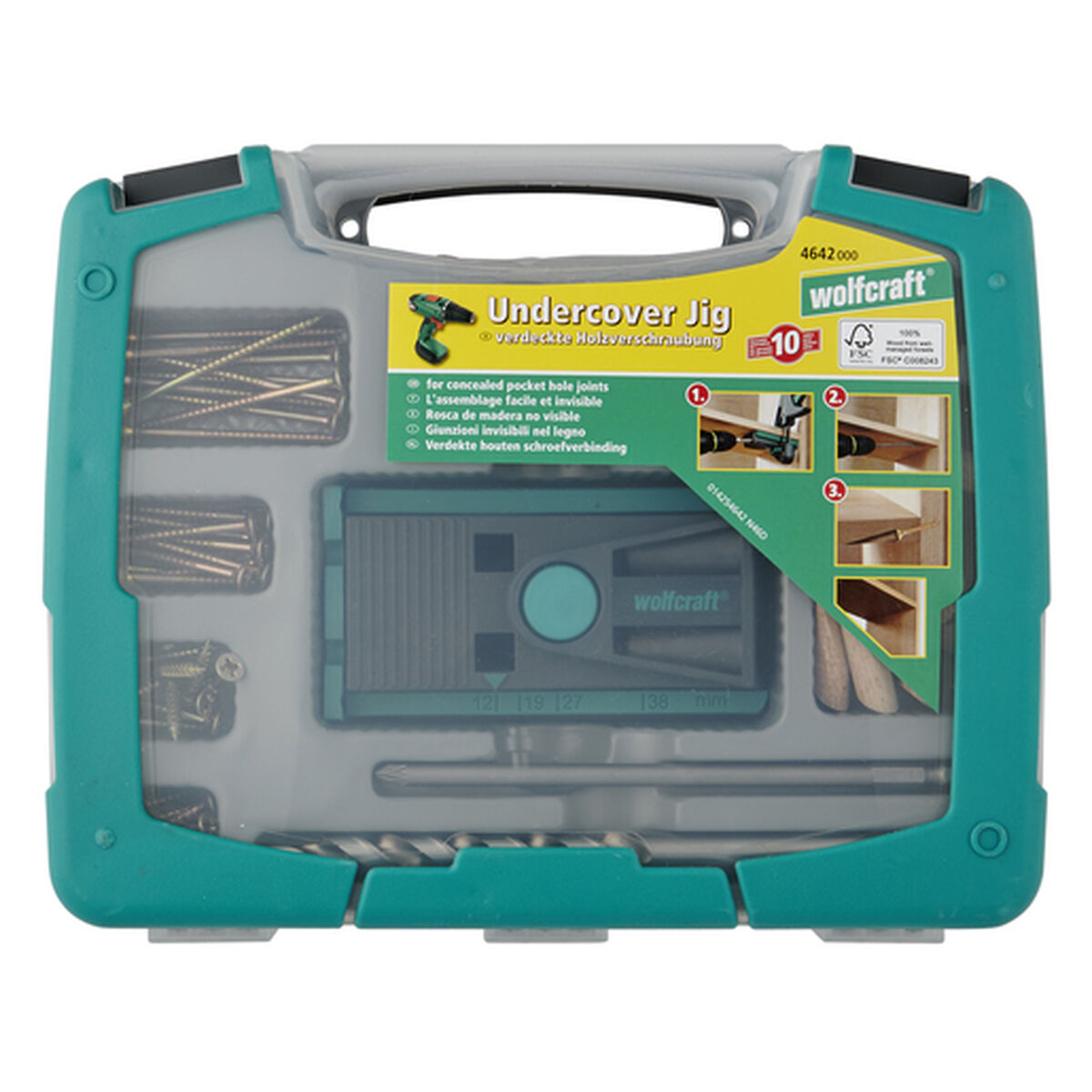 Kit para ensamblaje de madera Wolfcraft undercover-jig PZ 4642000 55 Piezas