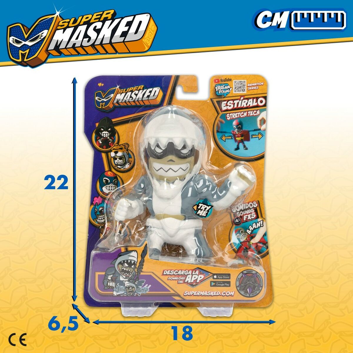 Figura de Acción Eolo Super Masked Jaw Boy 14 x 16 x 8,5 cm Elástico (12 Unidades)