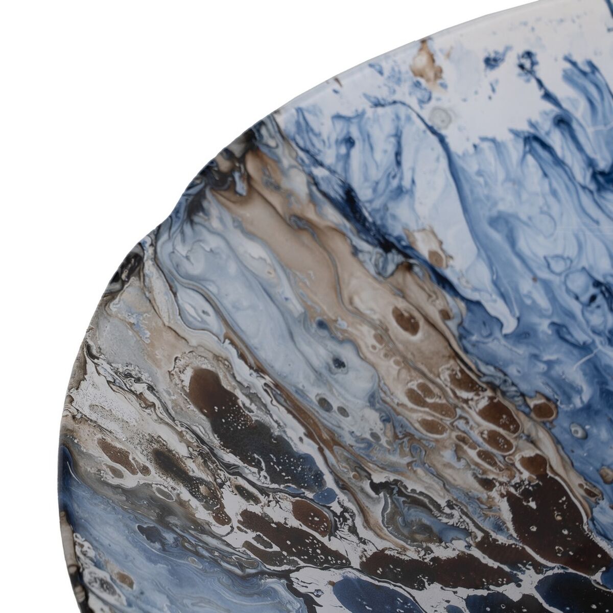 Centro de Mesa Azul Marrón Cristal 39 x 39 x 6,5 cm