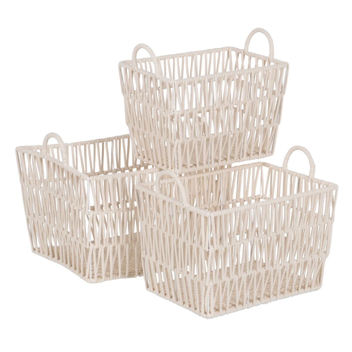 Juego de Cestos Blanco Cuerda 45 x 35 x 36 cm (3 Piezas)