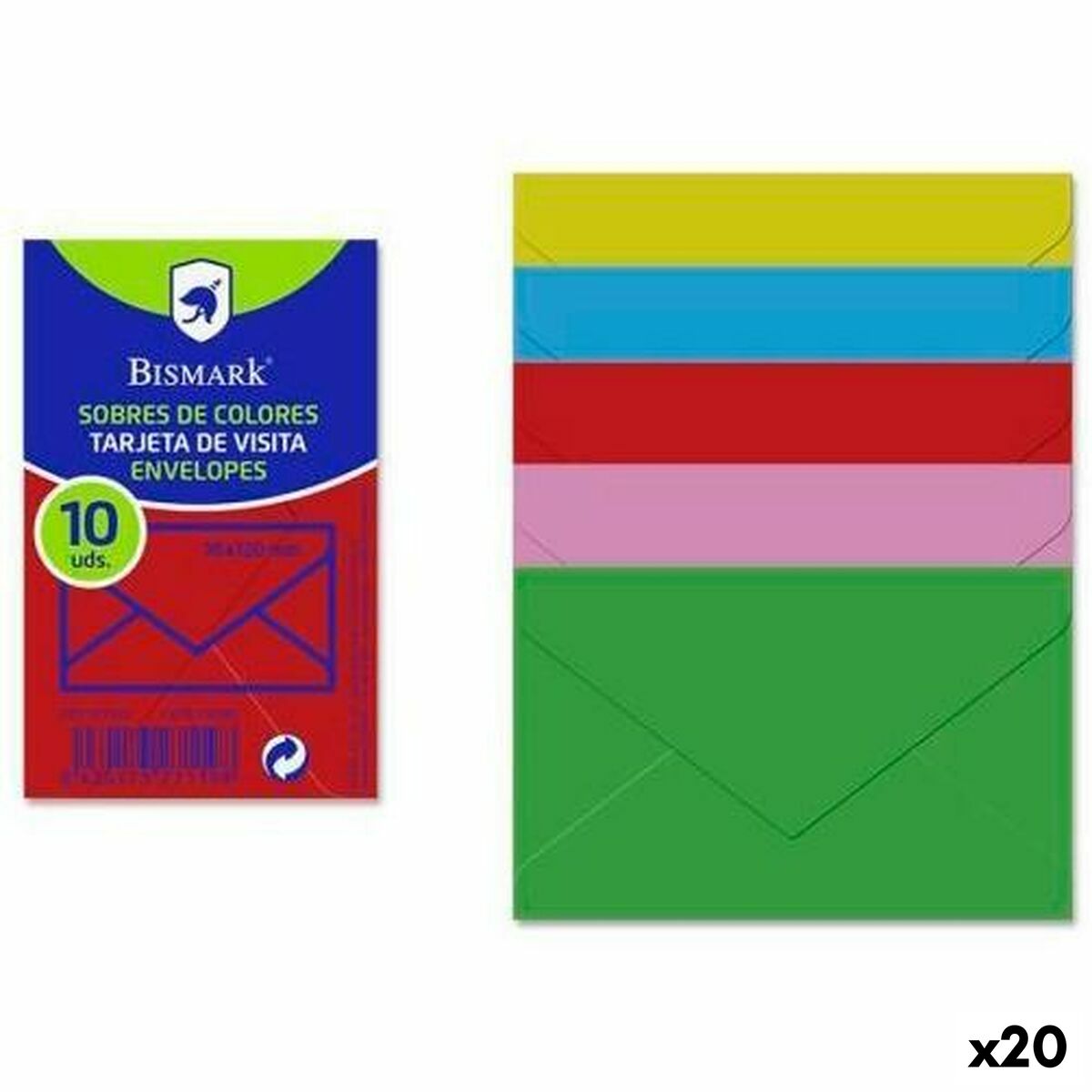 Sobres Bismark Papel Multicolor 7,6 x 12 cm (20 Unidades)