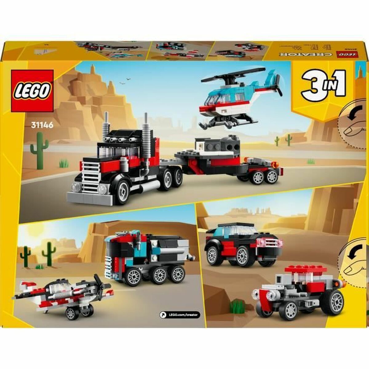 Juego de Construcción Lego 31146 Creator Platform Truck with Helicopter Multicolor
