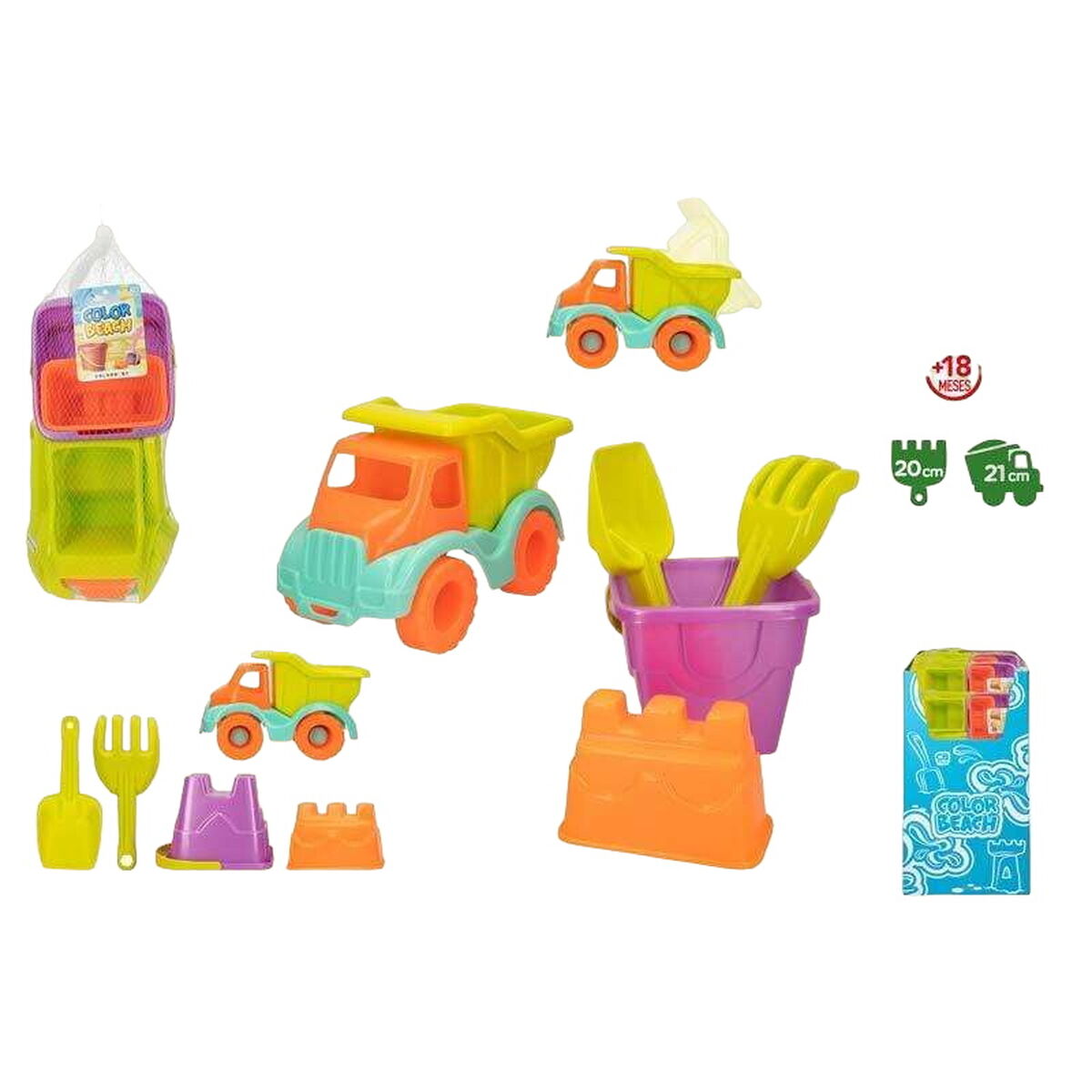 Set de Juguetes de Playa Colorbaby Camión Volquete 21 cm 5 Piezas