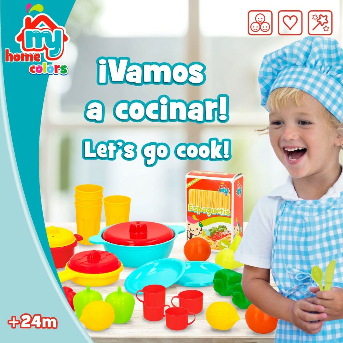 Set de Alimentos de Juguete Colorbaby Menaje y utensilios de cocina 31 Piezas (6 Unidades)