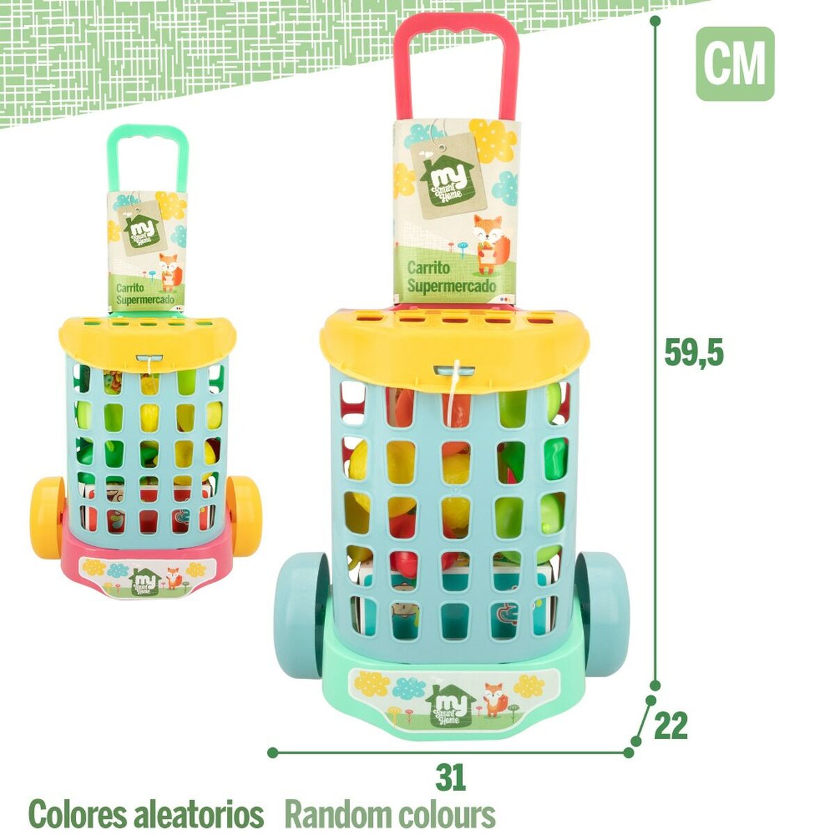Carro de Compra Colorbaby My Home Juguete 12 Piezas 15 x 10 x 6 cm 8 Unidades