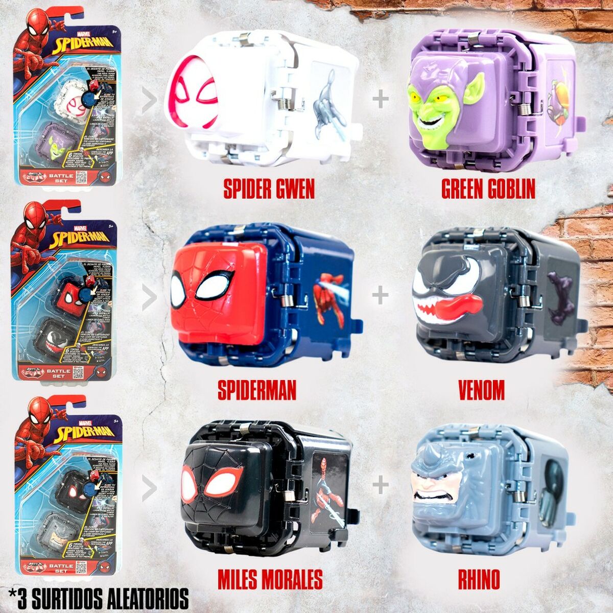 Juego de habilidad Spider-Man Battle Cubes (12 Unidades)