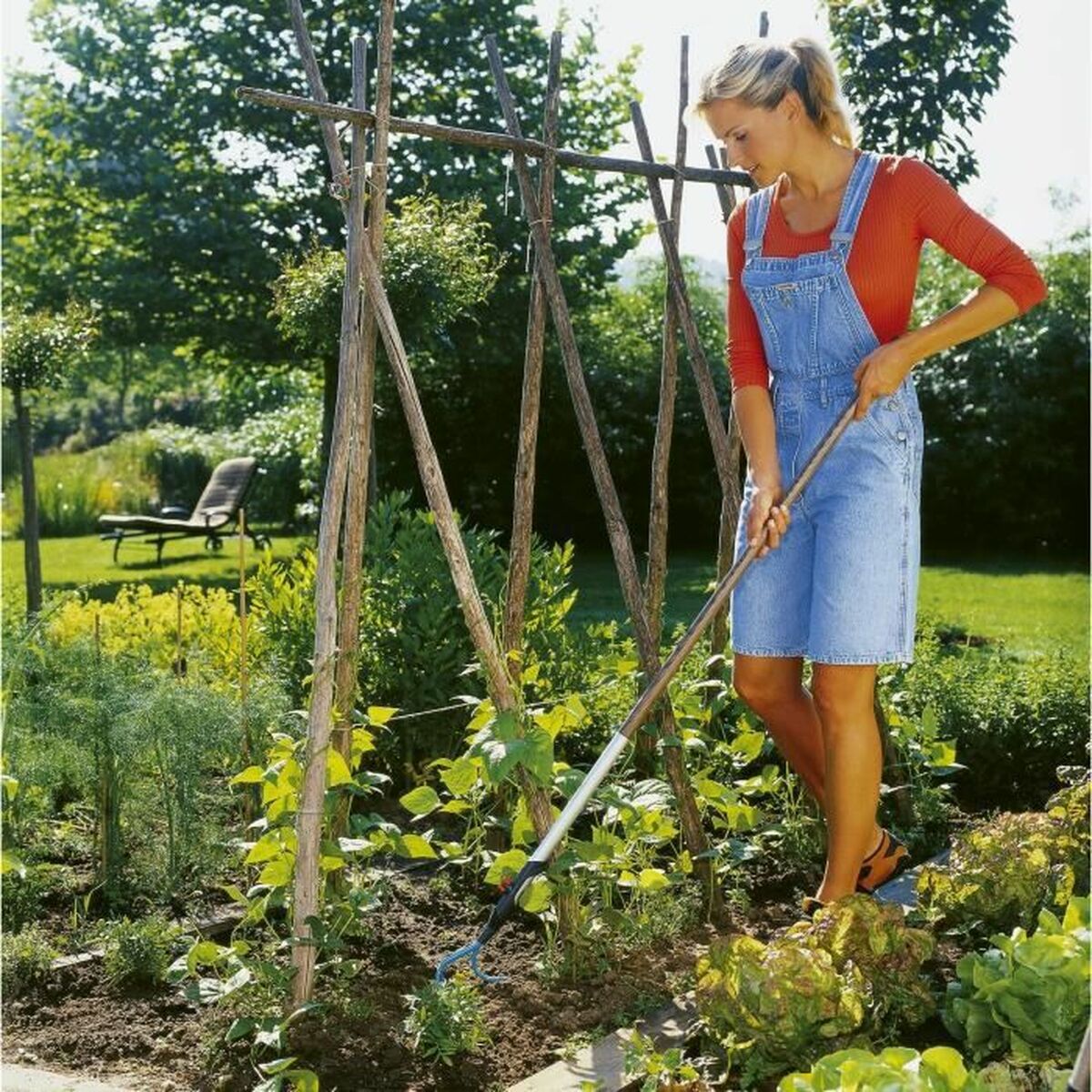 Rastrillo para jardín Gardena Combisystem Azul