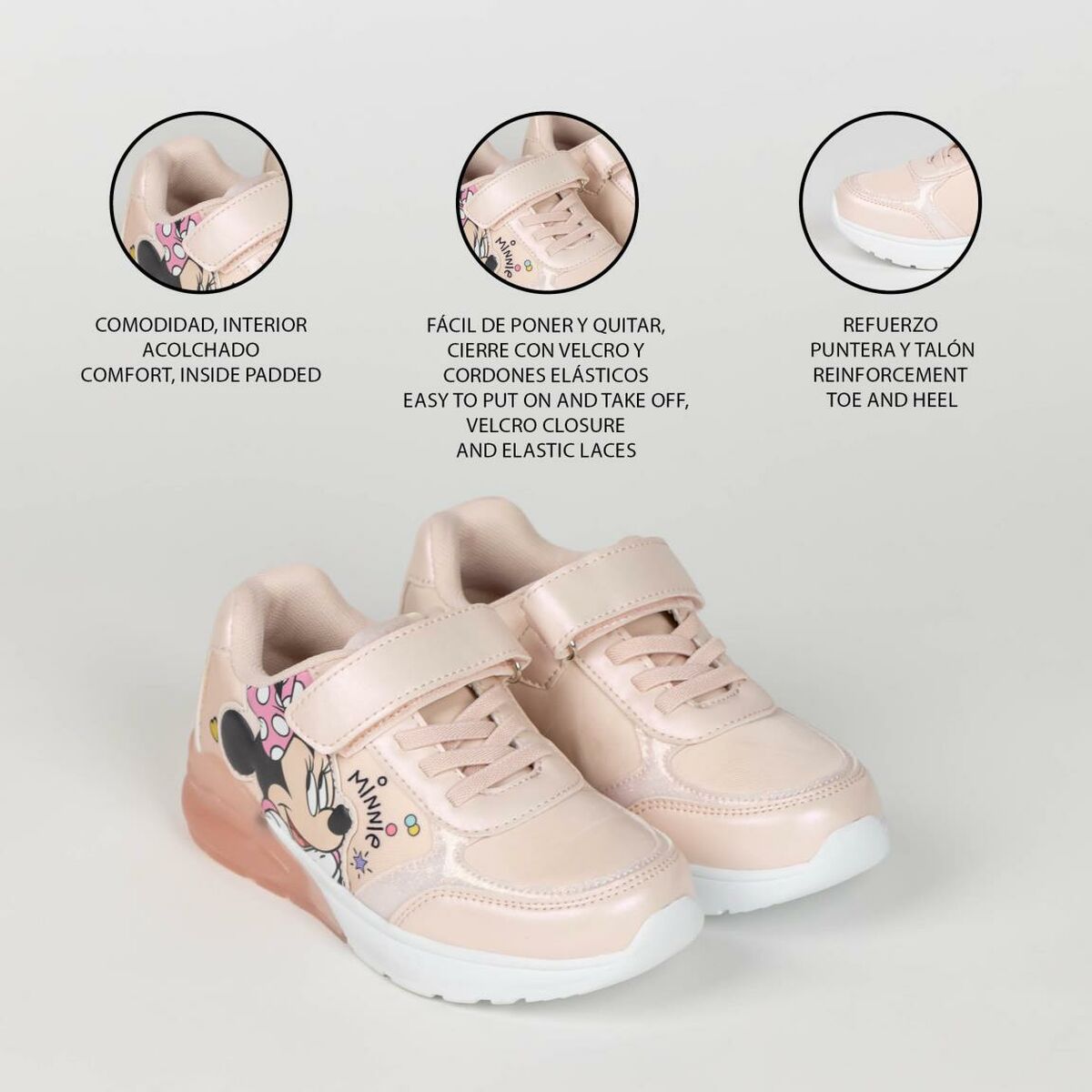 Zapatillas Deportivas con LED Minnie Mouse Rosa