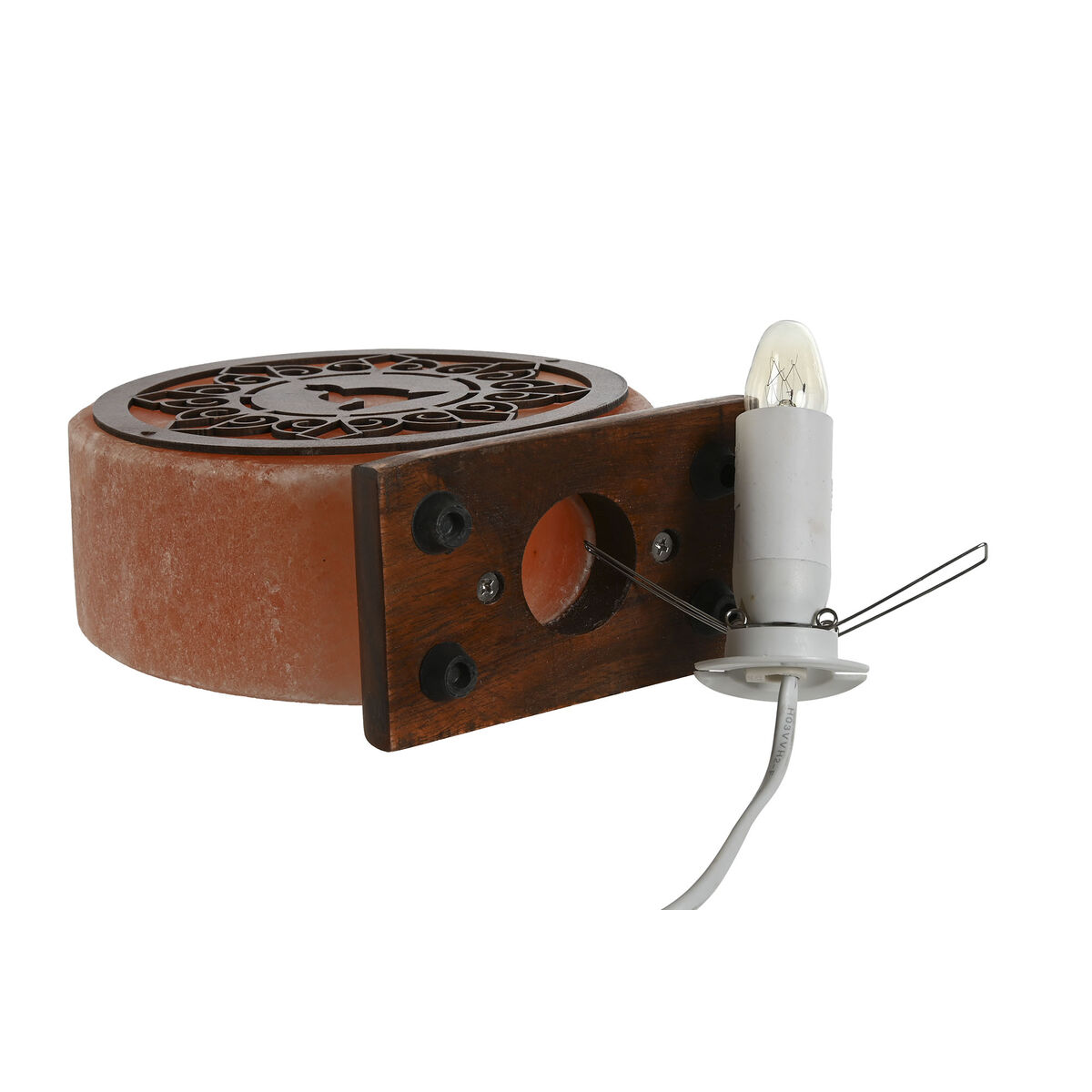 Lámpara de mesa Home ESPRIT Marrón Rosa Sal Madera de mango 15 W 220 V 16 x 7 x 18 cm