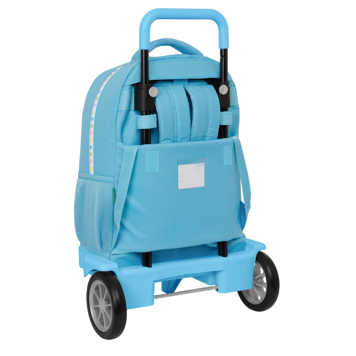 Mochila Escolar con Ruedas Benetton Spring Azul cielo 33 X 45 X 22 cm