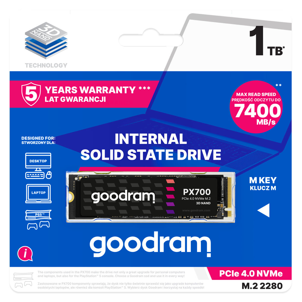 Disco Duro GoodRam SSDPR-PX700-01T-80 1,24 TB SSD SSD