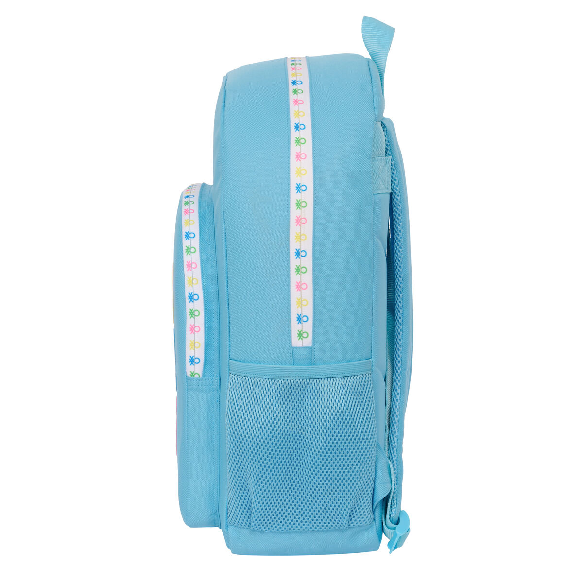 Mochila Escolar Benetton Spring Celeste 30 x 46 x 14 cm