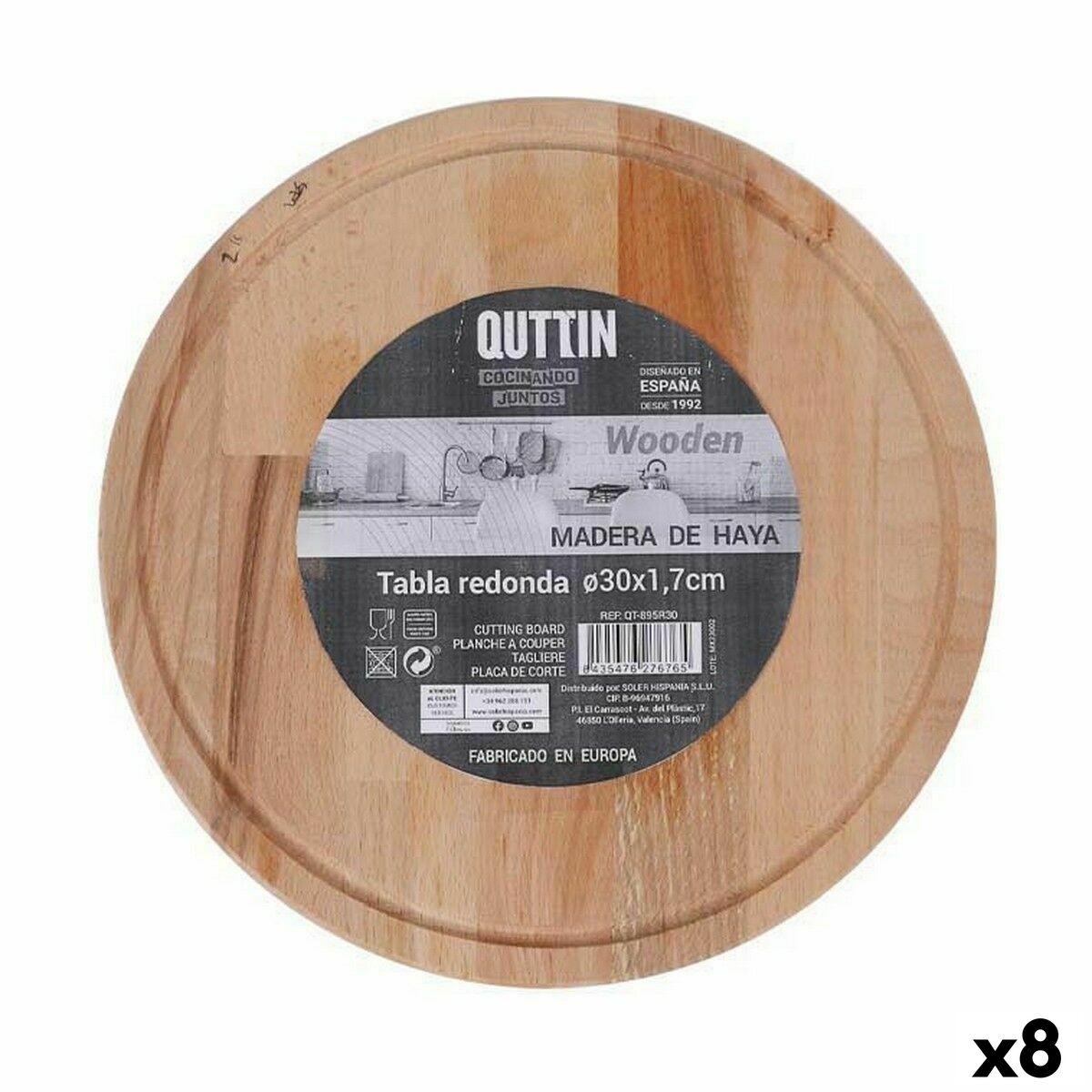 Tabla de servir Quttin Quttin Redonda Ø 30 x 1,7 cm (8 Unidades)